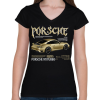 PRINTFASHION porsche turbo gold - Női V-nyakú póló - Fekete
