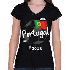 PRINTFASHION Portugália - Női V-nyakú póló - Fekete női póló