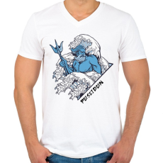 PRINTFASHION Poseidon - Görög tenger isten - Férfi V-nyakú póló - Fehér