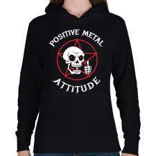 PRINTFASHION Positive metal attitude - Női kapucnis pulóver - Fekete női pulóver, kardigán