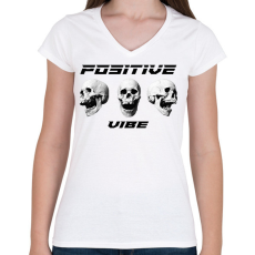 PRINTFASHION Positive Vibe - Női V-nyakú póló - Fehér