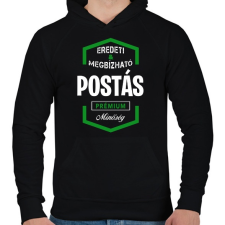 PRINTFASHION Postás prémium minőség - Férfi kapucnis pulóver - Fekete férfi pulóver, kardigán