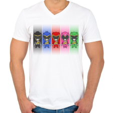 PRINTFASHION Power Rangers - Férfi V-nyakú póló - Fehér férfi póló