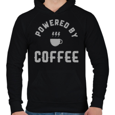 PRINTFASHION Powered by Coffee - Férfi kapucnis pulóver - Fekete férfi pulóver, kardigán