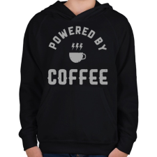 PRINTFASHION Powered by Coffee - Gyerek kapucnis pulóver - Fekete gyerek pulóver, kardigán