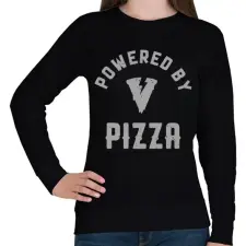 PRINTFASHION Powered by Pizza - Női pulóver - Fekete női pulóver, kardigán