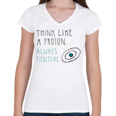 PRINTFASHION Pozitív gondolkodás - Női V-nyakú póló - Fehér