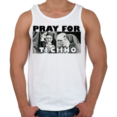 PRINTFASHION Pray for Techno - Férfi atléta - Fehér