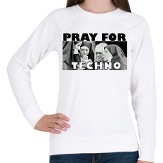PRINTFASHION Pray for Techno - Női pulóver - Fehér