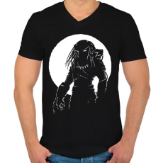 PRINTFASHION Predator - Férfi V-nyakú póló - Fekete