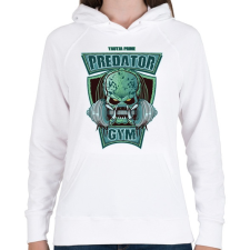 PRINTFASHION Predator Gym - Női kapucnis pulóver - Fehér női pulóver, kardigán