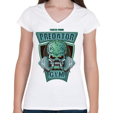 PRINTFASHION Predator Gym - Női V-nyakú póló - Fehér női póló