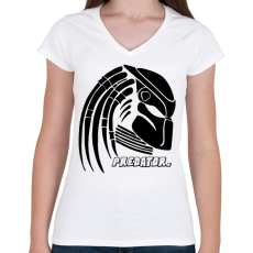 PRINTFASHION Predator head - Női V-nyakú póló - Fehér