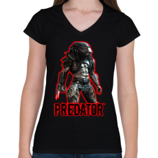 PRINTFASHION PREDATOR  - Női V-nyakú póló - Fekete