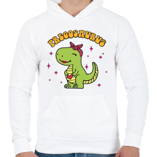 PRINTFASHION Pregosaurus - Férfi kapucnis pulóver - Fehér férfi pulóver, kardigán