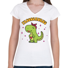 PRINTFASHION Pregosaurus - Női V-nyakú póló - Fehér női póló