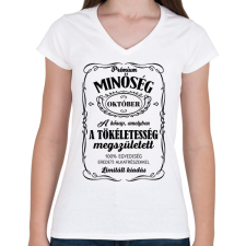 PRINTFASHION Prémium minőség - Hónappal (fekete) - Női V-nyakú póló - Fehér női póló