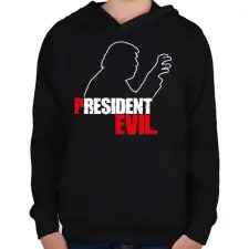 PRINTFASHION President Evil - Gyerek kapucnis pulóver - Fekete gyerek pulóver, kardigán