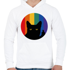PRINTFASHION Pride cat - Férfi kapucnis pulóver - Fehér
