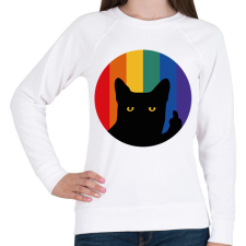 PRINTFASHION Pride cat - Női pulóver - Fehér női pulóver, kardigán