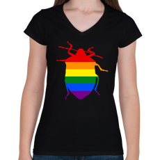 PRINTFASHION Pride Poloska - Női V-nyakú póló - Fekete