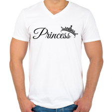 PRINTFASHION Princess - Férfi V-nyakú póló - Fehér férfi póló