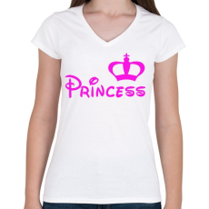 PRINTFASHION Princess - Női V-nyakú póló - Fehér
