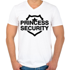 PRINTFASHION Princess security - Férfi V-nyakú póló - Fehér