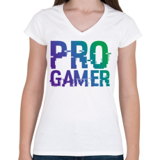 PRINTFASHION PRO GAMER - Női V-nyakú póló - Fehér