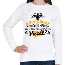 PRINTFASHION Próbáltad már a pizzát? - Női pulóver - Fehér női pulóver, kardigán