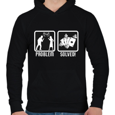 PRINTFASHION Probléma megoldva - Férfi kapucnis pulóver - Fekete férfi pulóver, kardigán