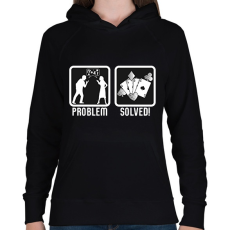 PRINTFASHION Probléma megoldva - Női kapucnis pulóver - Fekete