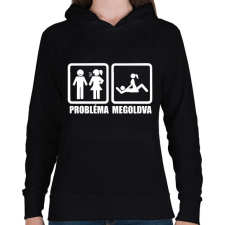 PRINTFASHION Probléma megoldva - Női kapucnis pulóver - Fekete női pulóver, kardigán