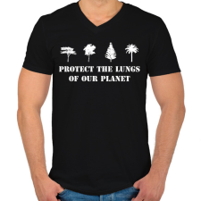 PRINTFASHION Protect the lungs (white) - Férfi V-nyakú póló - Fekete férfi póló