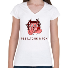 PRINTFASHION PSZT - Női V-nyakú póló - Fehér női póló