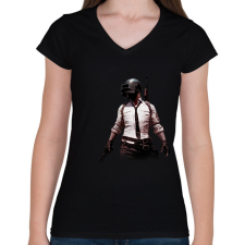 PRINTFASHION pubg #1 - Női V-nyakú póló - Fekete női póló