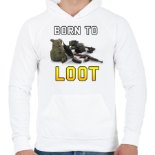 PRINTFASHION PUBG - Born to Loot - Férfi kapucnis pulóver - Fehér férfi pulóver, kardigán