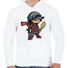 PRINTFASHION PUBG - Férfi kapucnis pulóver - Fehér