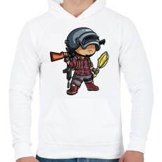 PRINTFASHION PUBG - Férfi kapucnis pulóver - Fehér