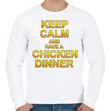 PRINTFASHION PUBG - Keep Calm and have a Chicken Dinner - Férfi pulóver - Fehér