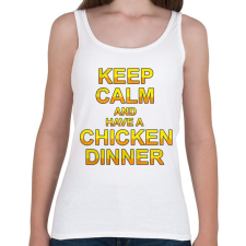PRINTFASHION PUBG - Keep Calm and have a Chicken Dinner - Női atléta - Fehér női trikó
