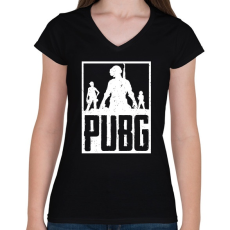PRINTFASHION PUBG - Női V-nyakú póló - Fekete