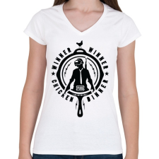 PRINTFASHION pubg pan - Női V-nyakú póló - Fehér női póló
