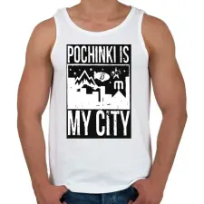 PRINTFASHION PUBG - Pochinki is my City - Férfi atléta - Fehér atléta, trikó