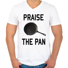 PRINTFASHION PUBG - Praise the Pan - Férfi V-nyakú póló - Fehér férfi póló