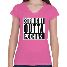 PRINTFASHION PUBG - Straight Outta Pochinki - Női V-nyakú póló - Rózsaszín női póló