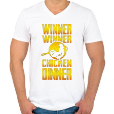 PRINTFASHION PUBG - WINNER (Gold) - Férfi V-nyakú póló - Fehér férfi póló