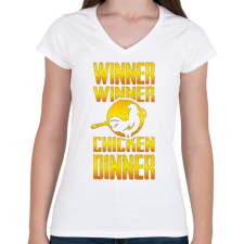 PRINTFASHION PUBG - WINNER (Gold) - Női V-nyakú póló - Fehér női póló