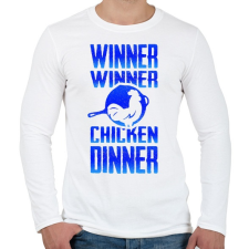 PRINTFASHION PUBG - WINNER (Kék) - Férfi hosszú ujjú póló - Fehér férfi póló