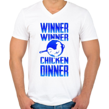 PRINTFASHION PUBG - WINNER (Kék) - Férfi V-nyakú póló - Fehér férfi póló